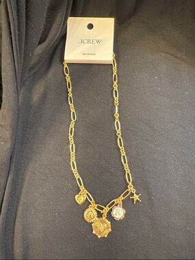 J. Crew Gold Multi-Charm Link Necklace